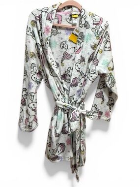 Peanuts Snoopy Holiday Fleece Robe Pink Winter Snoopy Sleepwear 1X NWT